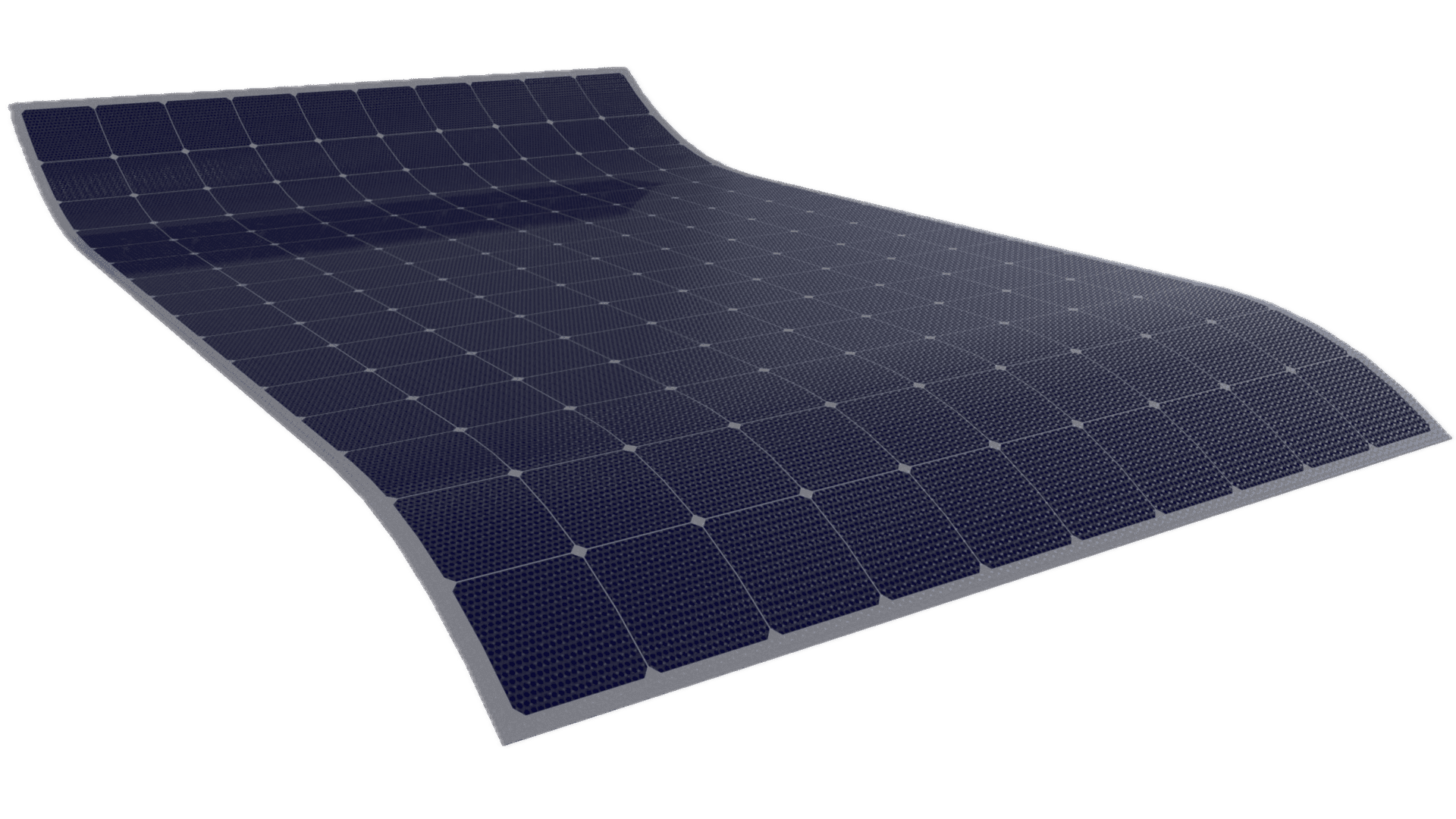 3D illustration of a large solar panel to demonstrate flexibility.